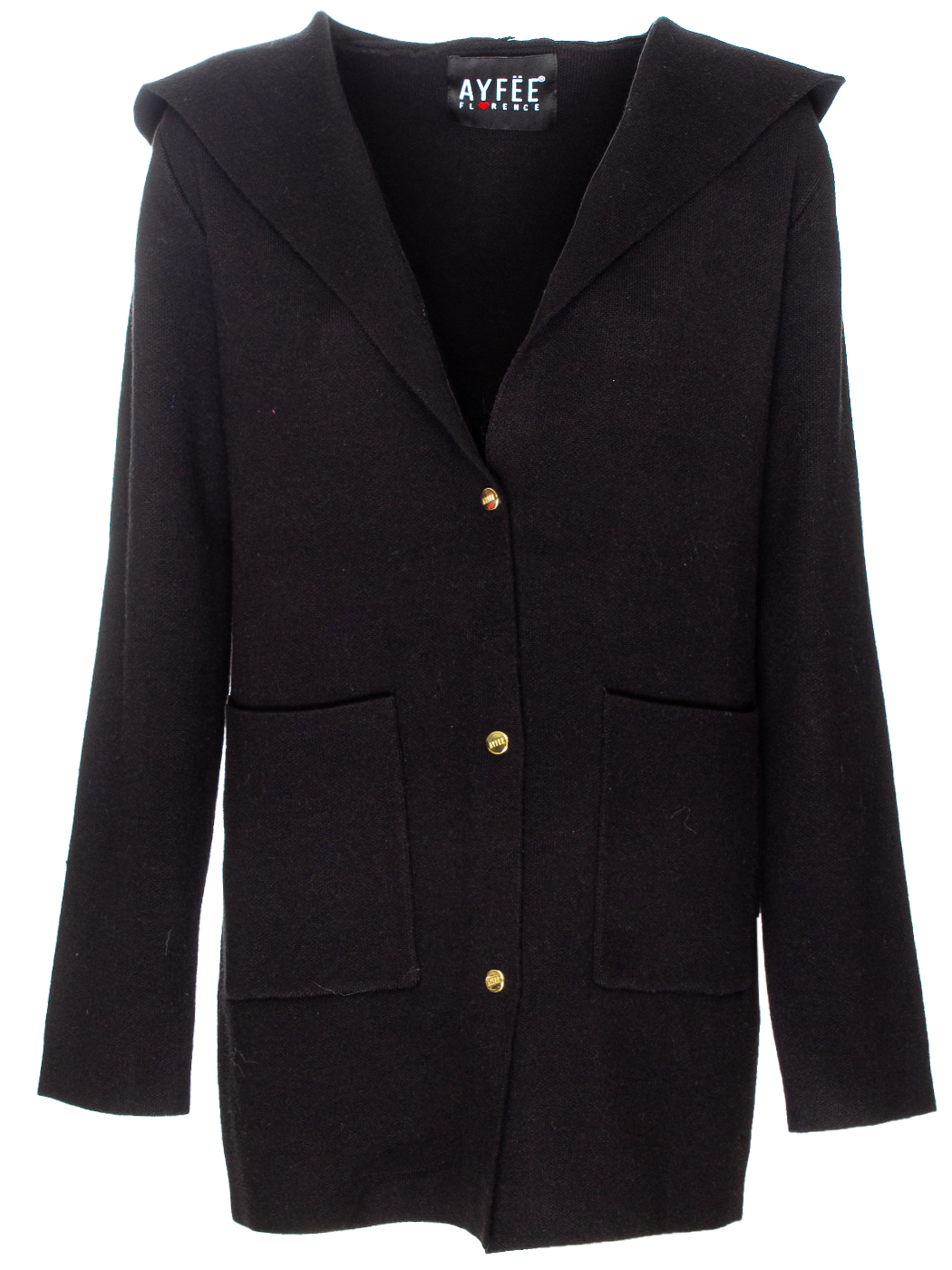 GIACCA MIDI CON CAPPUCCIO PUNTO TESSUTO, 2 TG - BLACK